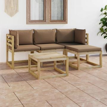 vidaXL Set mobilier de grădină cu perne gri taupe, 5 piese