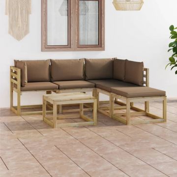 vidaXL Set mobilier de grădină cu perne gri taupe, 6 piese