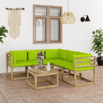 vidaXL Set mobilier de grădină cu perne verde aprins, 6 piese