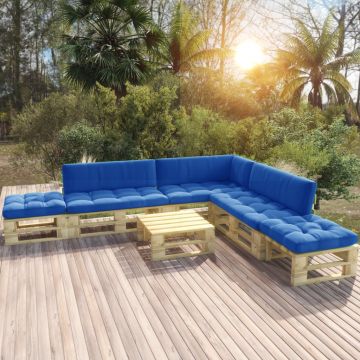 vidaXL Set mobilier din paleți cu perne, 6 buc., lemn pin verde tratat