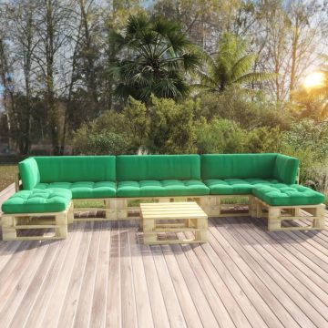 vidaXL Set mobilier din paleți cu perne, 6 buc., lemn pin verde tratat