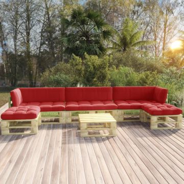 vidaXL Set mobilier paleți cu perne, 6 piese, lemn pin verde tratat vidaXL Set mobilier paleți cu perne, 6 piese, lemn pin verde tratat