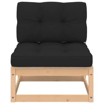 vidaXL Canapea de mijloc pentru grădină cu perne, lemn masiv de pin