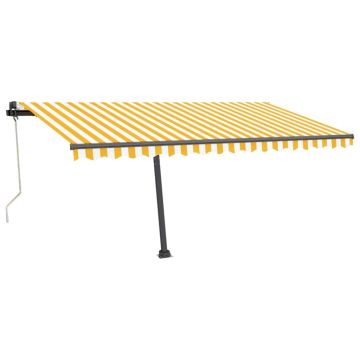 vidaXL Copertină automată cu LED/senzor vânt, galben&alb, 450x350 cm vidaXL Copertină automată cu LED/senzor vânt, galben&alb, 450x350 cm