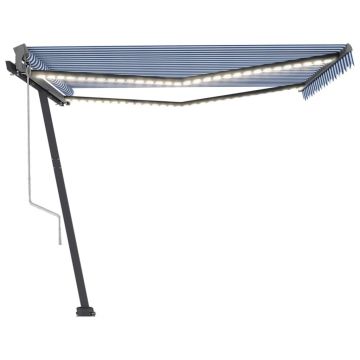 vidaXL Copertină automată cu senzor vânt&LED, albastru&alb, 400x300 cm vidaXL Copertină automată cu senzor vânt&LED, albastru&alb, 400x300 cm