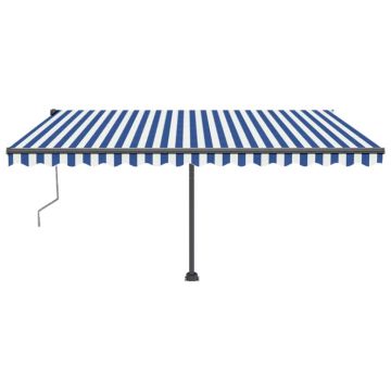vidaXL Copertină automată cu senzor vânt&LED, albastru/alb, 400x350 cm vidaXL Copertină automată cu senzor vânt&LED, albastru/alb, 400x350 cm