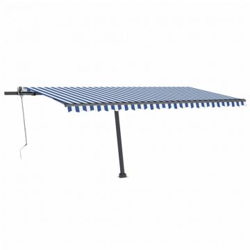vidaXL Copertină automată cu senzor vânt&LED, albastru/alb 500x300 cm vidaXL Copertină automată cu senzor vânt&LED, albastru/alb 500x300 cm