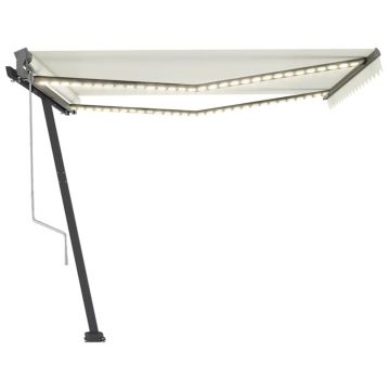 vidaXL Copertină automată cu senzor vânt & LED, crem, 400x300 cm vidaXL Copertină automată cu senzor vânt & LED, crem, 400x300 cm