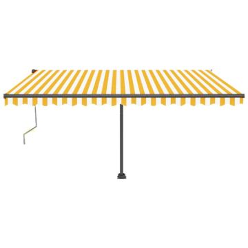 vidaXL Copertină automată cu senzor vânt&LED, galben/alb, 400x350 cm vidaXL Copertină automată cu senzor vânt&LED, galben/alb, 400x350 cm