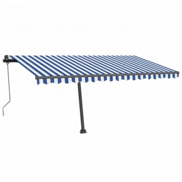 vidaXL Copertină autonomă retractabilă automat albastru&alb 450x350 cm