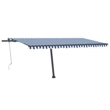 vidaXL Copertină autonomă retractabilă automat albastru&alb 500x300 cm