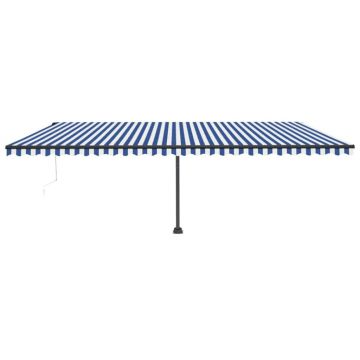 vidaXL Copertină autonomă retractabilă automat albastru/alb 600x300 cm vidaXL Copertină autonomă retractabilă automat albastru/alb 600x300 cm