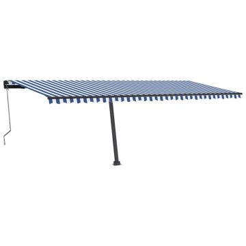 vidaXL Copertină autonomă retractabilă automat albastru&alb 600x350 cm