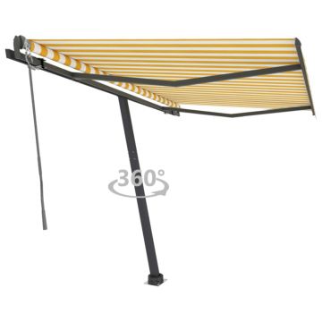 vidaXL Copertină autonomă retractabilă automat galben&alb 300x250 cm