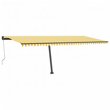 vidaXL Copertină autonomă retractabilă automat galben & alb 600x350 cm vidaXL Copertină autonomă retractabilă automat galben & alb 600x350 cm