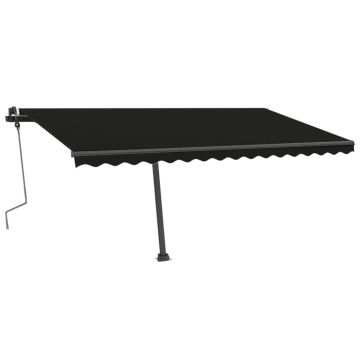 vidaXL Copertină autonomă retractabilă manual, antracit, 400x350 cm vidaXL Copertină autonomă retractabilă manual, antracit, 400x350 cm