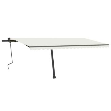 vidaXL Copertină autonomă retractabilă manual, crem, 500x350 cm