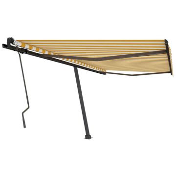 vidaXL Copertină autonomă retractabilă manual, galben/alb, 450x300 cm vidaXL Copertină autonomă retractabilă manual, galben/alb, 450x300 cm