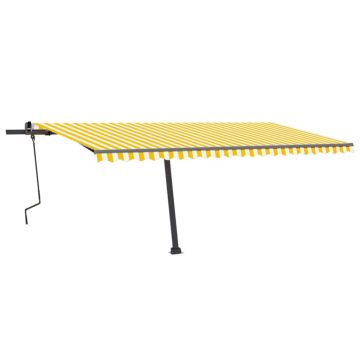 vidaXL Copertină autonomă retractabilă manual galben/alb 500x350 cm vidaXL Copertină autonomă retractabilă manual galben/alb 500x350 cm