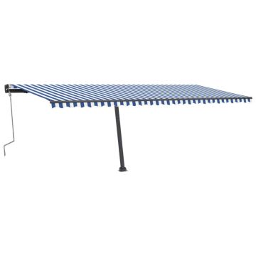 vidaXL Copertină retractabilă manual cu LED albastru și alb 600x300 cm