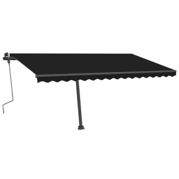 vidaXL Copertină retractabilă manual cu LED, antracit, 400x350 cm vidaXL Copertină retractabilă manual cu LED, antracit, 400x350 cm