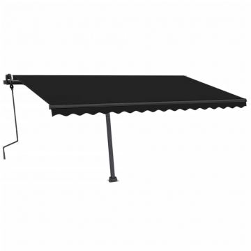 vidaXL Copertină retractabilă manual cu LED, antracit, 450x350 cm vidaXL Copertină retractabilă manual cu LED, antracit, 450x350 cm