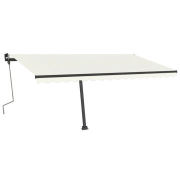 vidaXL Copertină retractabilă manual cu LED, crem, 400x350 cm vidaXL Copertină retractabilă manual cu LED, crem, 400x350 cm