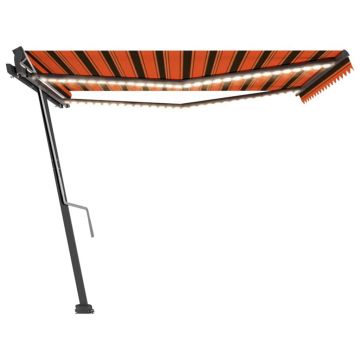 vidaXL Copertină retractabilă manual cu LED portocaliu&maro 400x300 cm