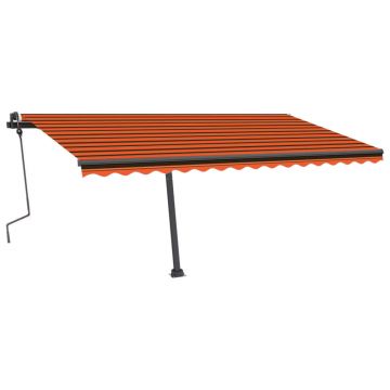 vidaXL Copertină retractabilă manual cu LED portocaliu&maro 450x300 cm