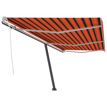 vidaXL Copertină retractabilă manual, portocaliu/maro, 600x300 cm