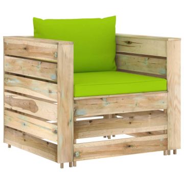vidaXL Set mobilier de grădină cu perne, 2 piese, lemn verde tratat