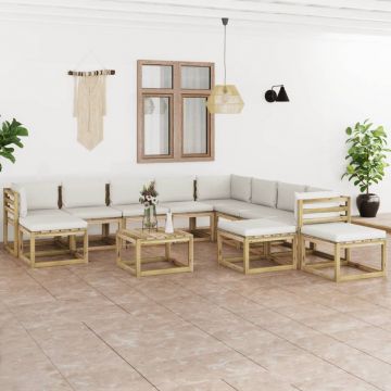 vidaXL Set mobilier grădină cu perne, 12 piese, lemn tratat de pin vidaXL Set mobilier grădină cu perne, 12 piese, lemn tratat de pin