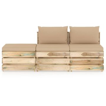 vidaXL Set mobilier grădină cu perne, 3 piese, lemn verde tratat vidaXL Set mobilier grădină cu perne, 3 piese, lemn verde tratat