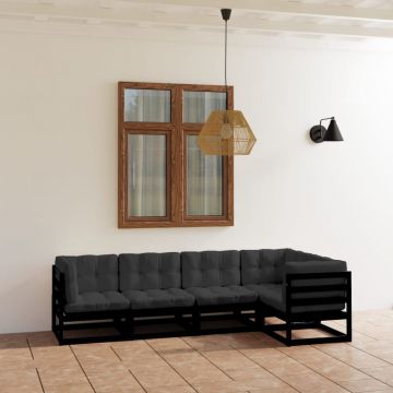 vidaXL Set mobilier grădină cu perne, 5 piese, lemn masiv pin