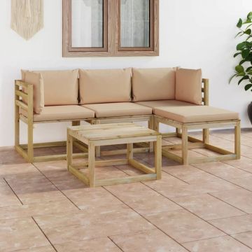 vidaXL Set mobilier de grădină cu perne bej, 5 piese