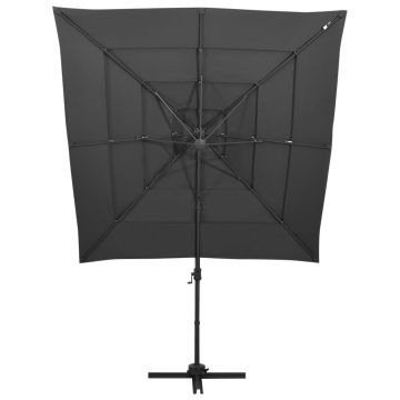 vidaXL Umbrelă de soare 4 niveluri, stâlp aluminiu antracit 250x250 cm vidaXL Umbrelă de soare 4 niveluri, stâlp aluminiu antracit 250x250 cm