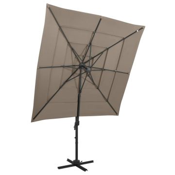 vidaXL Umbrelă de soare 4 niveluri stâlp aluminiu gri taupe 250x250 cm