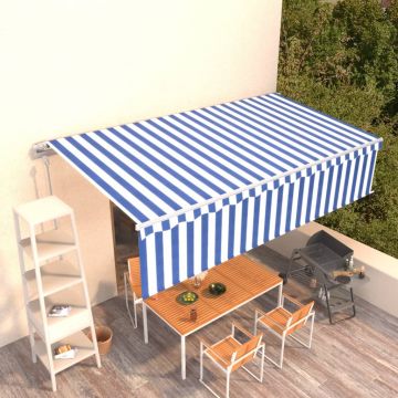 vidaXL Copertină retractabilă automat cu stor, albastru&alb, 6x3 m