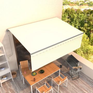 vidaXL Copertină retractabilă automat cu stor, crem, 4,5x3 m