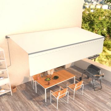 vidaXL Copertină retractabilă automat cu stor, crem, 6x3 m