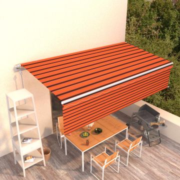 vidaXL Copertină retractabilă automat cu stor, portocaliu&maro, 6x3 m