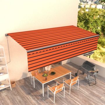 vidaXL Copertină retractabilă automat cu stor, portocaliu&maro, 6x3 m