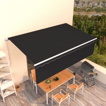 vidaXL Copertină retractabilă manual cu stor, antracit, 5x3 m