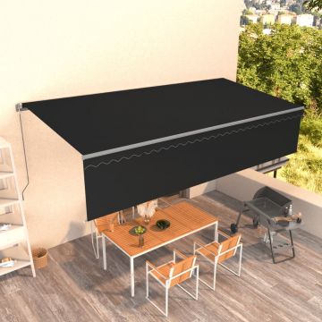 vidaXL Copertină retractabilă manual cu stor, antracit, 6x3 m