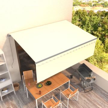 vidaXL Copertină retractabilă manual cu stor, crem, 4x3 m