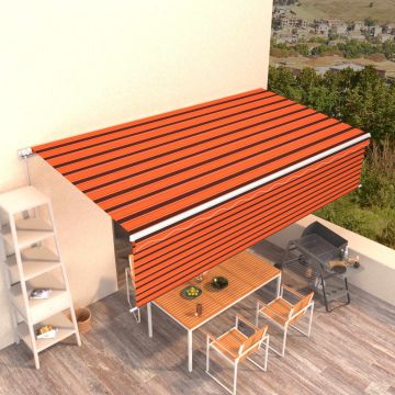 vidaXL Copertină retractabilă manual cu stor, portocaliu&maro, 6x3 m