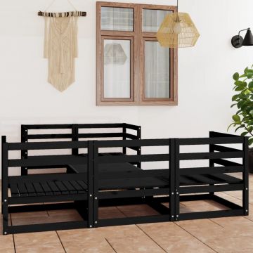 vidaXL Set mobilier de grădină, 6 piese, negru, lemn masiv de pin