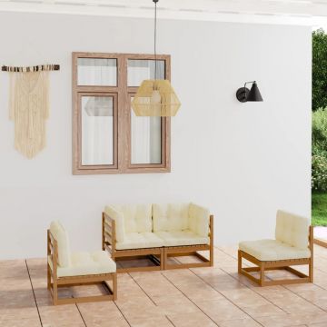 vidaXL Set mobilier de grădină cu perne, 4 piese, lemn masiv pin