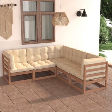 vidaXL Set mobilier de grădină cu perne, 5 piese, lemn masiv de pin