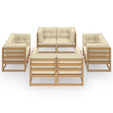 vidaXL Set mobilier de grădină cu perne, 8 piese, lemn masiv de pin
